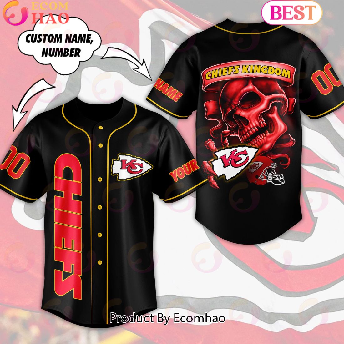 Personalized Kansas City Chiefs Kingdom Baseball Jersey