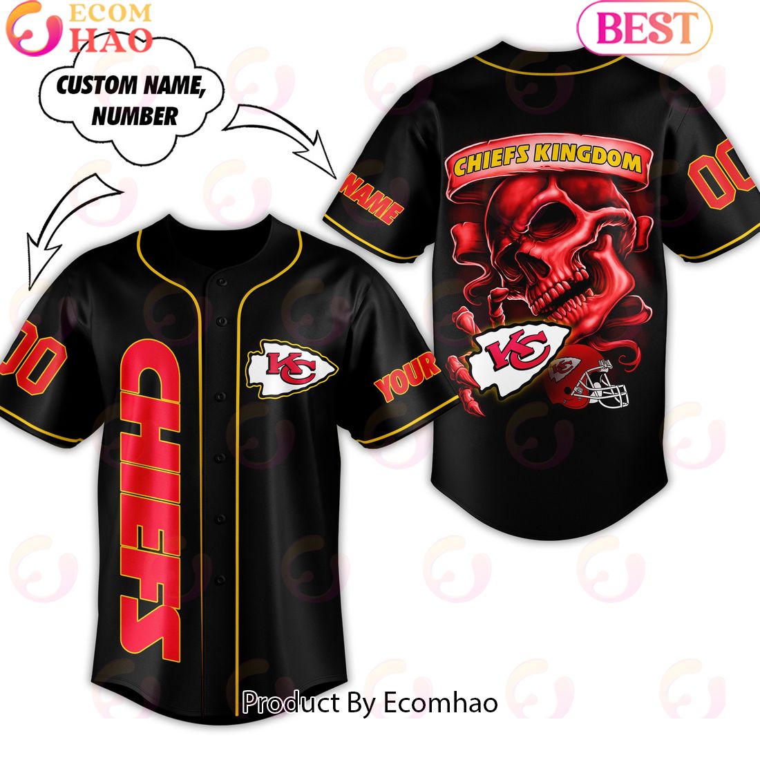 Personalized Kansas City Chiefs Kingdom Baseball Jersey