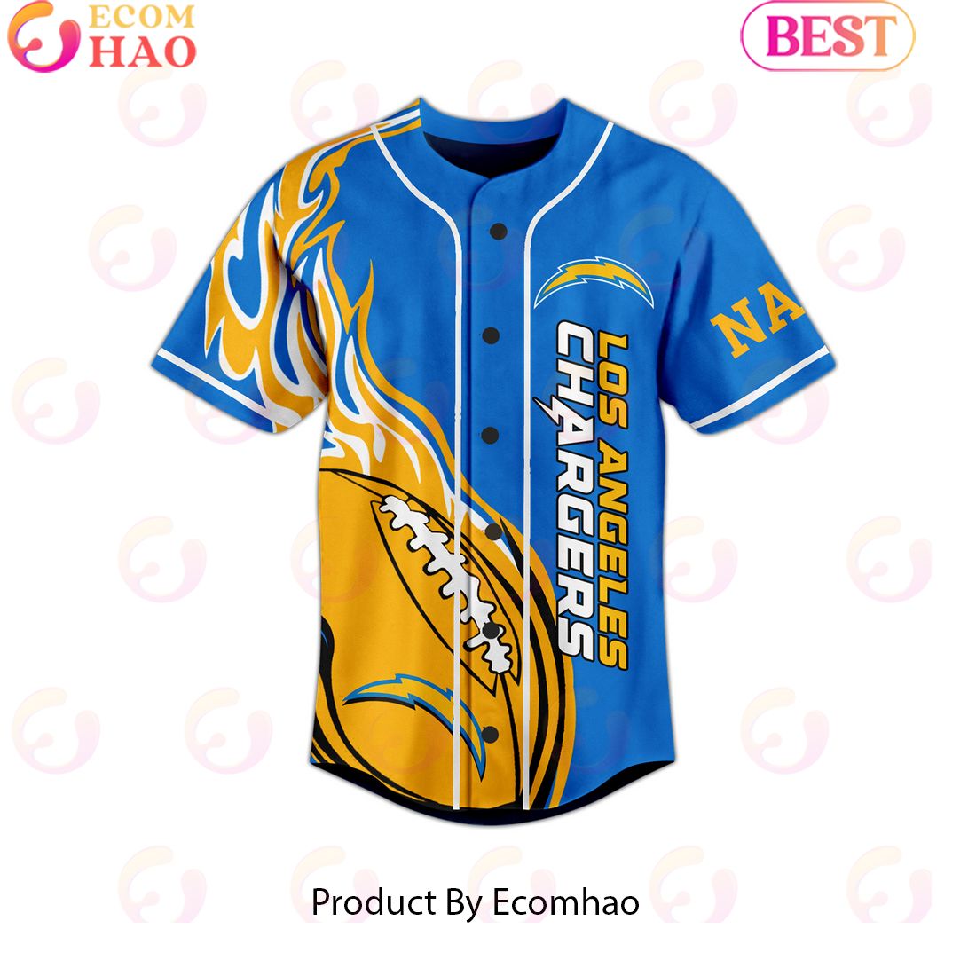 Personalized Los Angeles Chargers Bolt Up Baseball Jersey