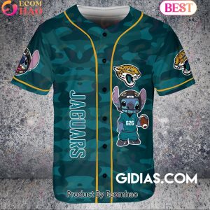 Jacksonville Jaguars Lilo And Stitch Baseball Jersey Teal Camouflage