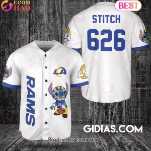 Los Angeles Rams Lilo And Stitch Baseball Jersey White