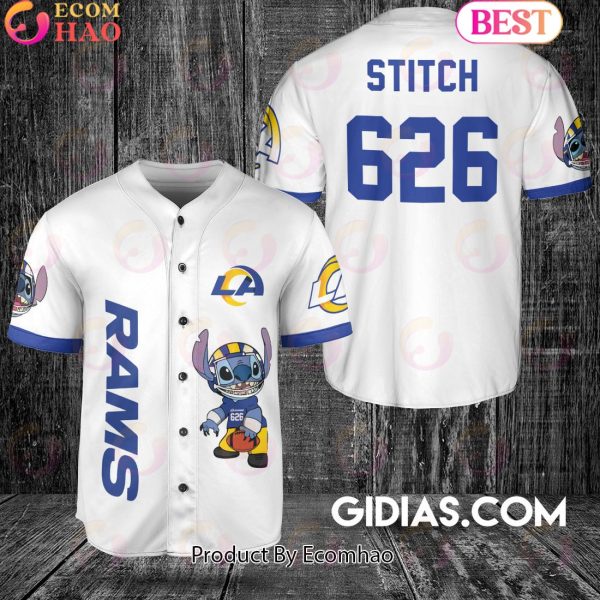 Los Angeles Rams Lilo And Stitch Baseball Jersey White