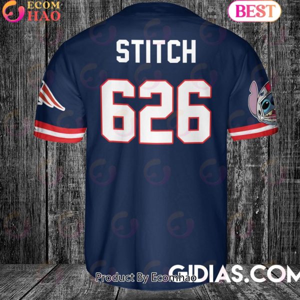 New England Patriots Lilo And Stitch Baseball Jersey Navy