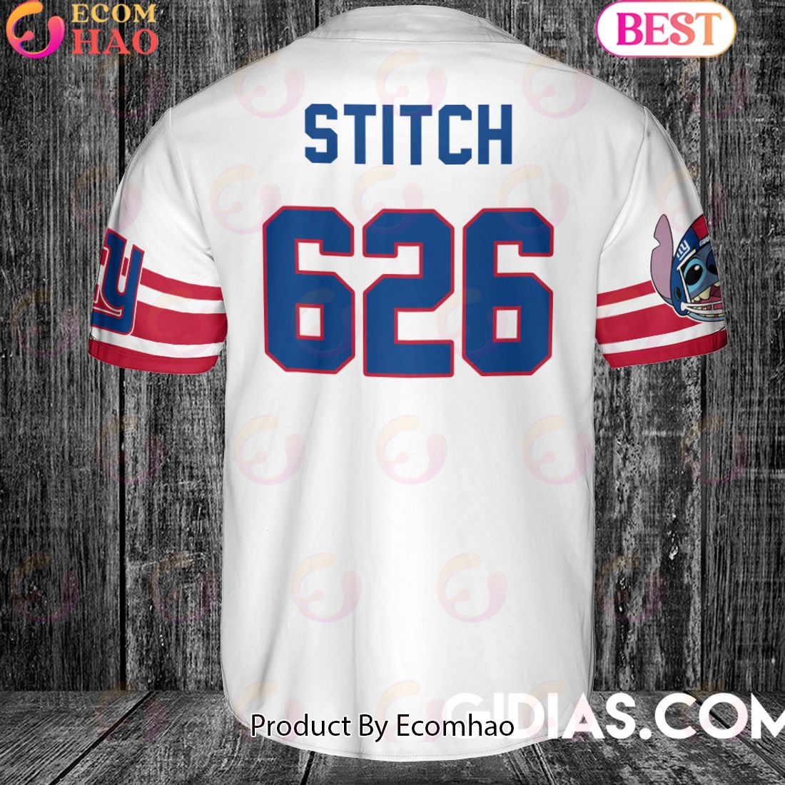 New York Giants Lilo And Stitch Baseball Jersey White