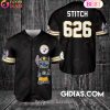 San Francisco 49ers Lilo And Stitch Baseball Jersey Black San Francisco 49ers Lilo And Stitch Baseball Jersey Black