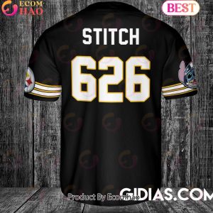 Pittsburgh Steelers Lilo And Stitch Baseball Jersey Black