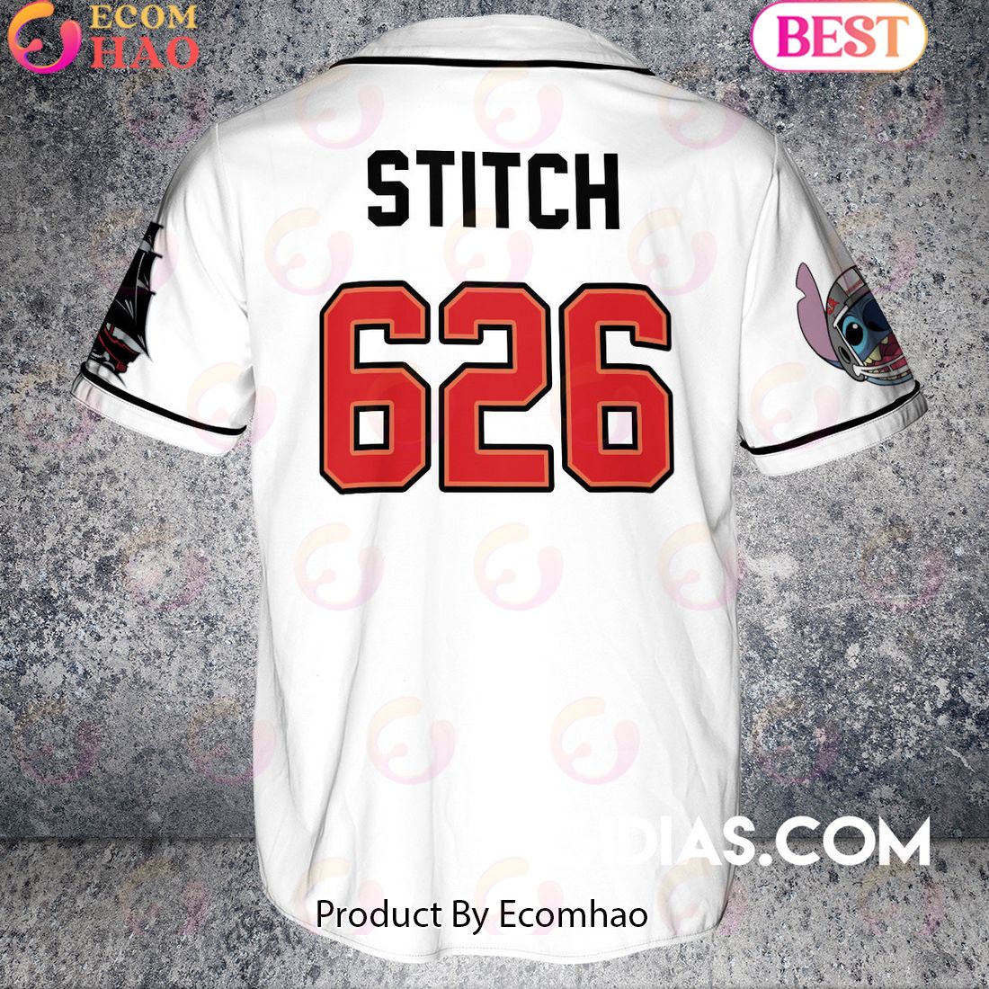 Tampa Bay Buccaneers Lilo And Stitch Baseball Jersey White