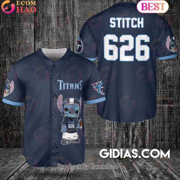 Tennessee Titans Lilo And Stitch Baseball Jersey Navy