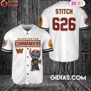 Washington Commanders Lilo And Stitch Baseball Jersey White