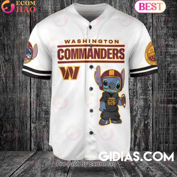 Washington Commanders Lilo And Stitch Baseball Jersey White