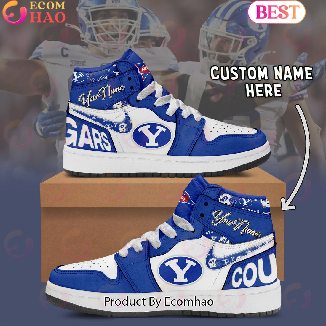 Customize NCAA BYU Cougars  Air Jordan 1 Shoes, Sneaker