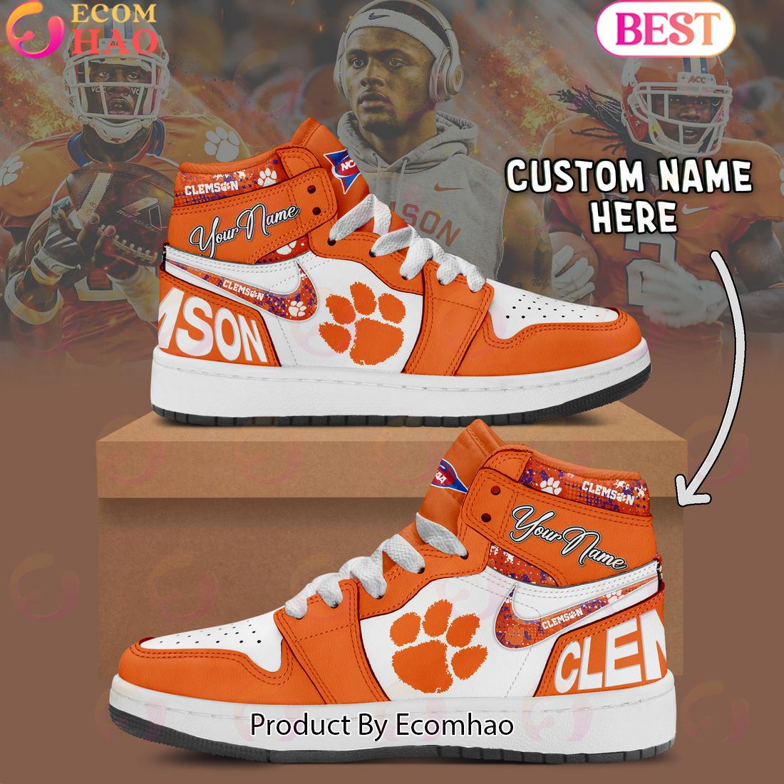 Customize NCAA Clemson Tigers  Air Jordan 1 Shoes, Sneaker