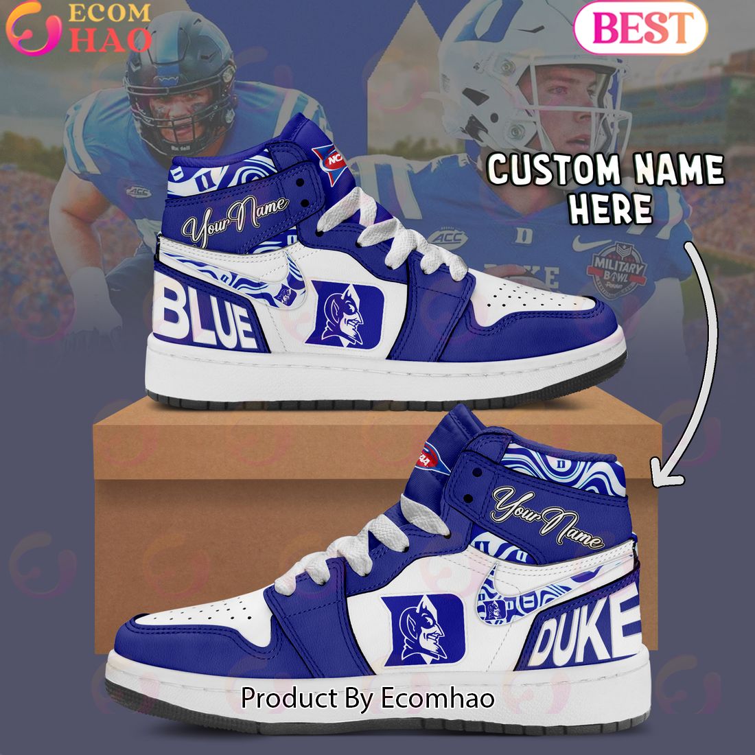 Customize NCAA Duke Blue Devils  Air Jordan 1 Shoes, Sneaker