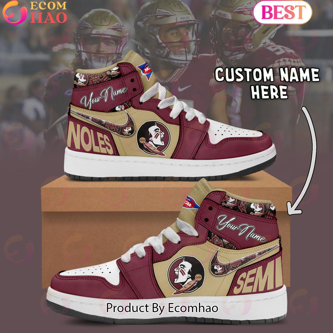 Customize NCAA Florida State Seminoles Air Jordan 1 Shoes, Sneaker