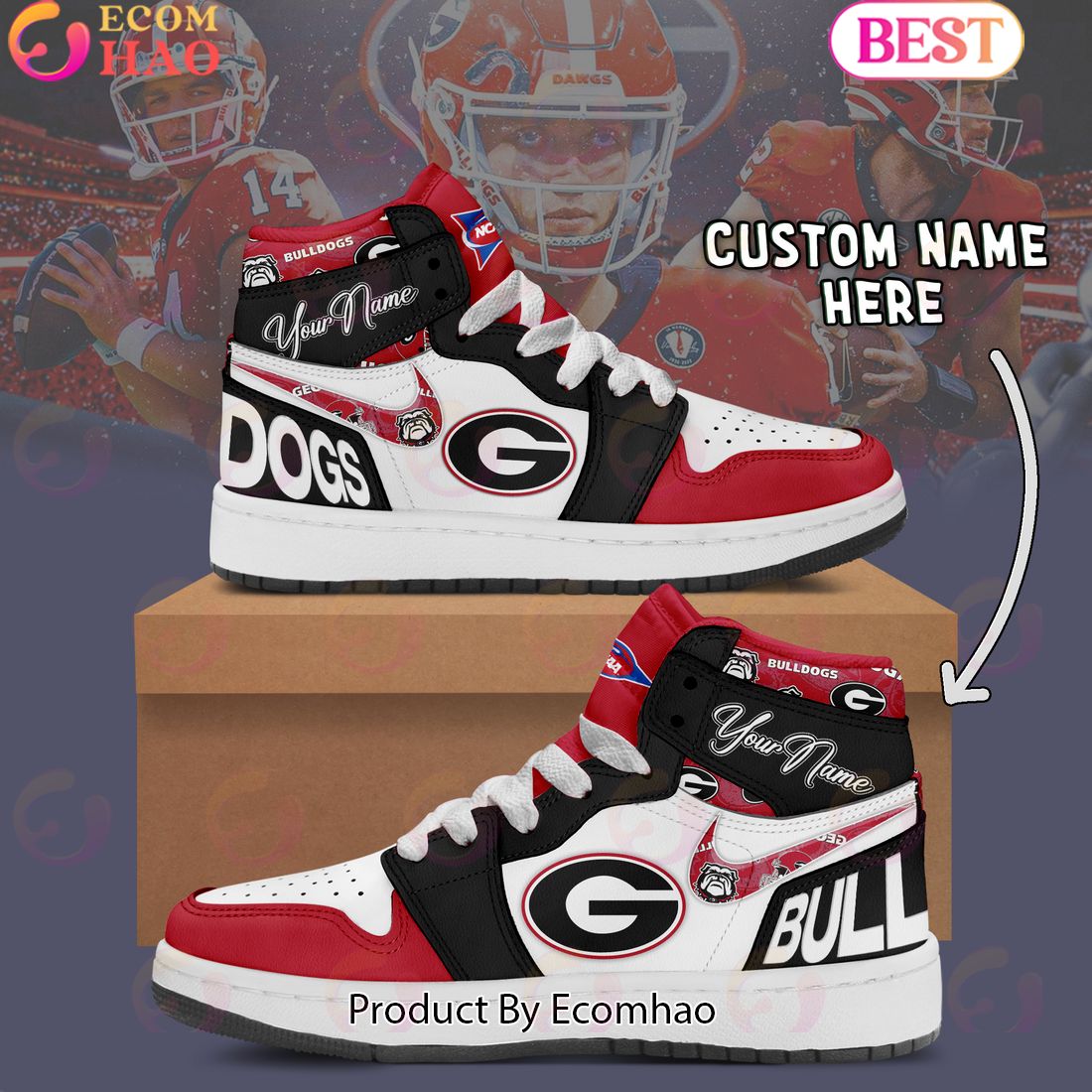 Customize NCAA Georgia Bulldogs  Air Jordan 1 Shoes, Sneaker