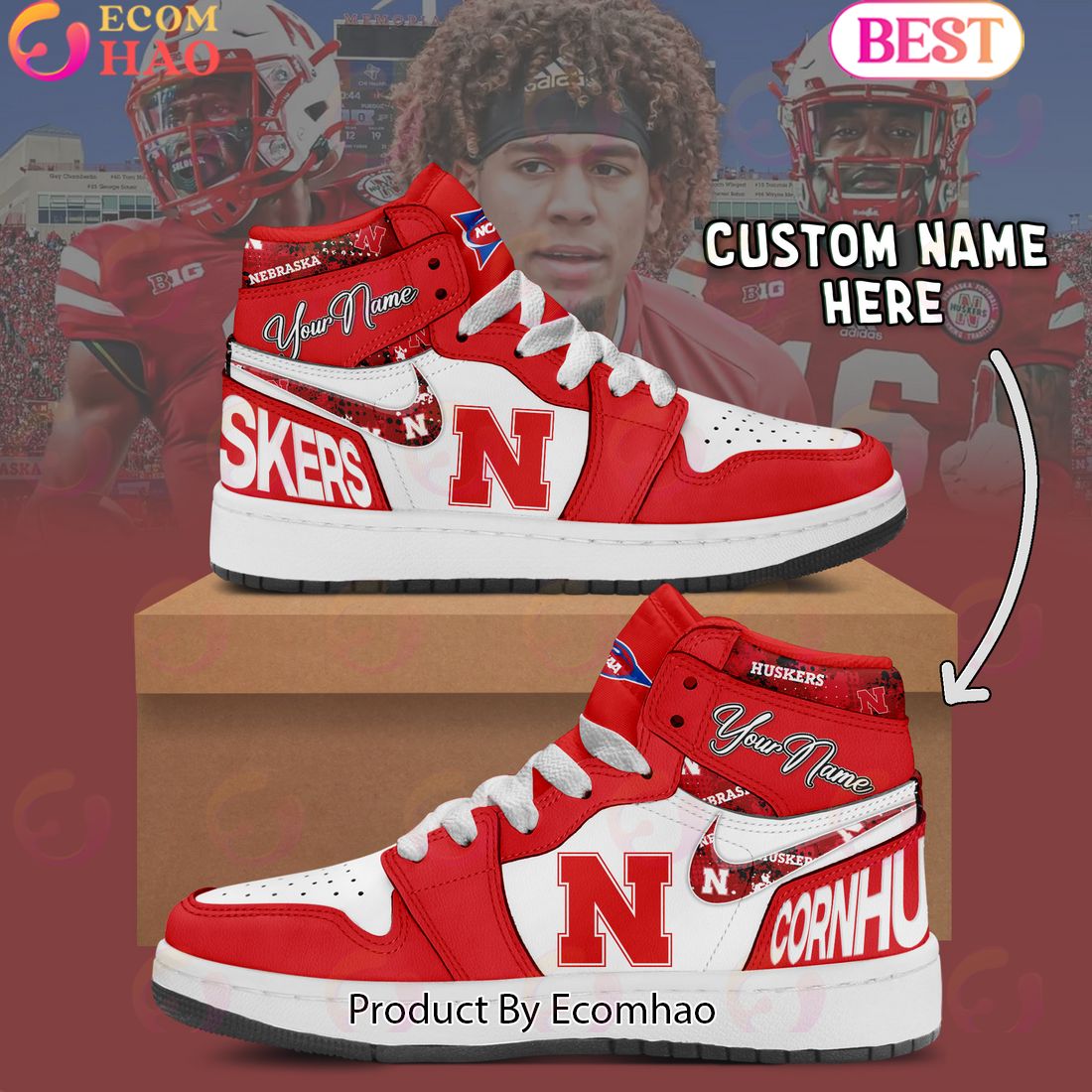 Customize NCAA Nebraska Cornhuskers  Air Jordan 1 Shoes, Sneaker