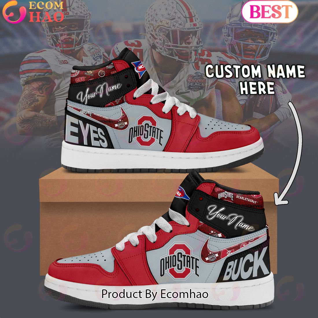 Customize NCAA Ohio State Buckeyes  Air Jordan 1 Shoes, Sneaker