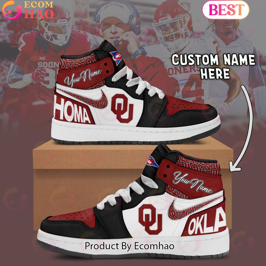 Customize NCAA Oklahoma Sooners  Air Jordan 1 Shoes, Sneaker