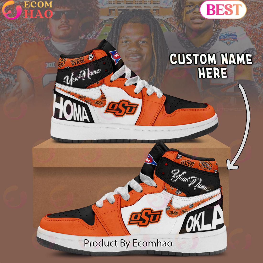 Customize NCAA Oklahoma State Cowboys  Air Jordan 1 Shoes, Sneaker