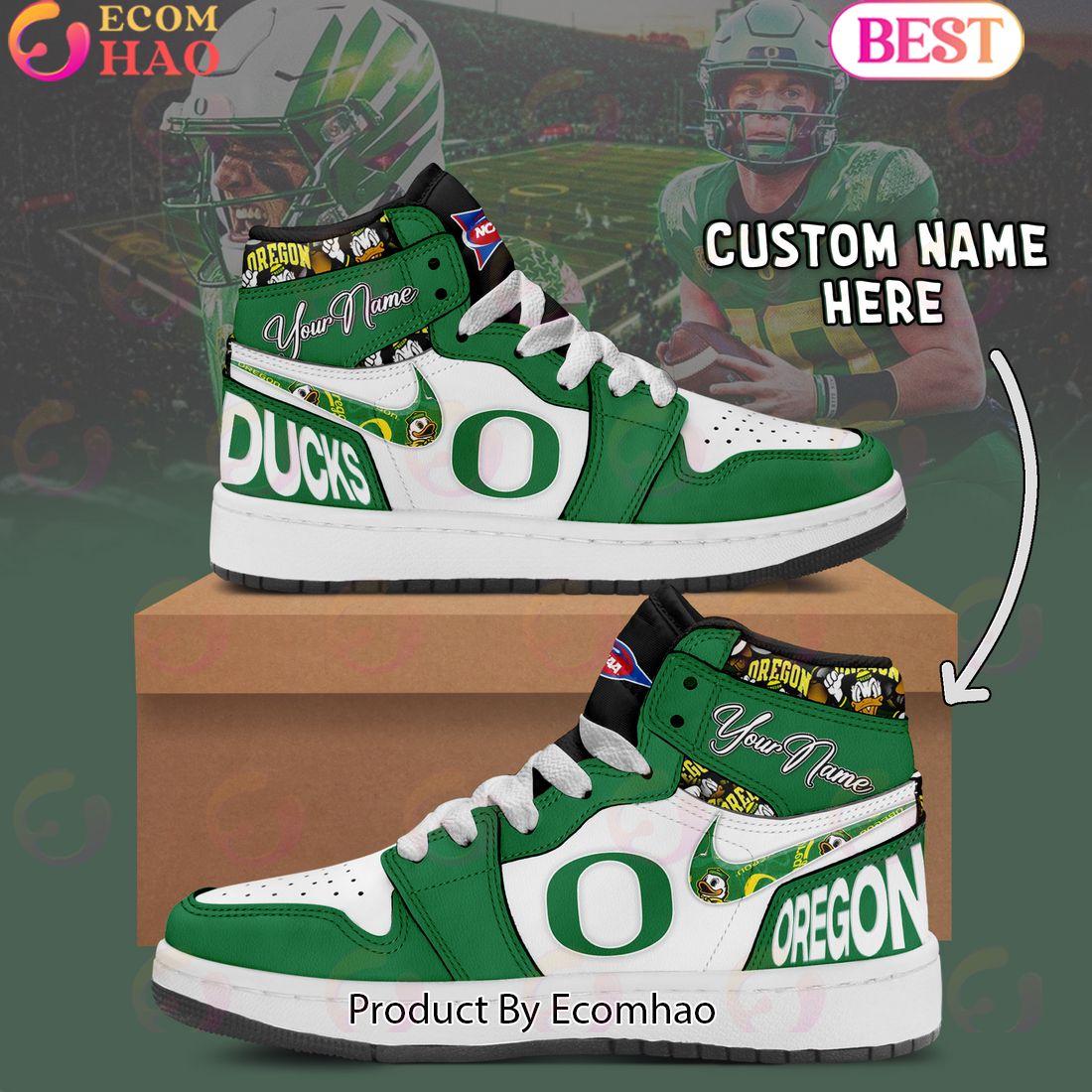 Customize NCAA Oregon Ducks  Air Jordan 1 Shoes, Sneaker