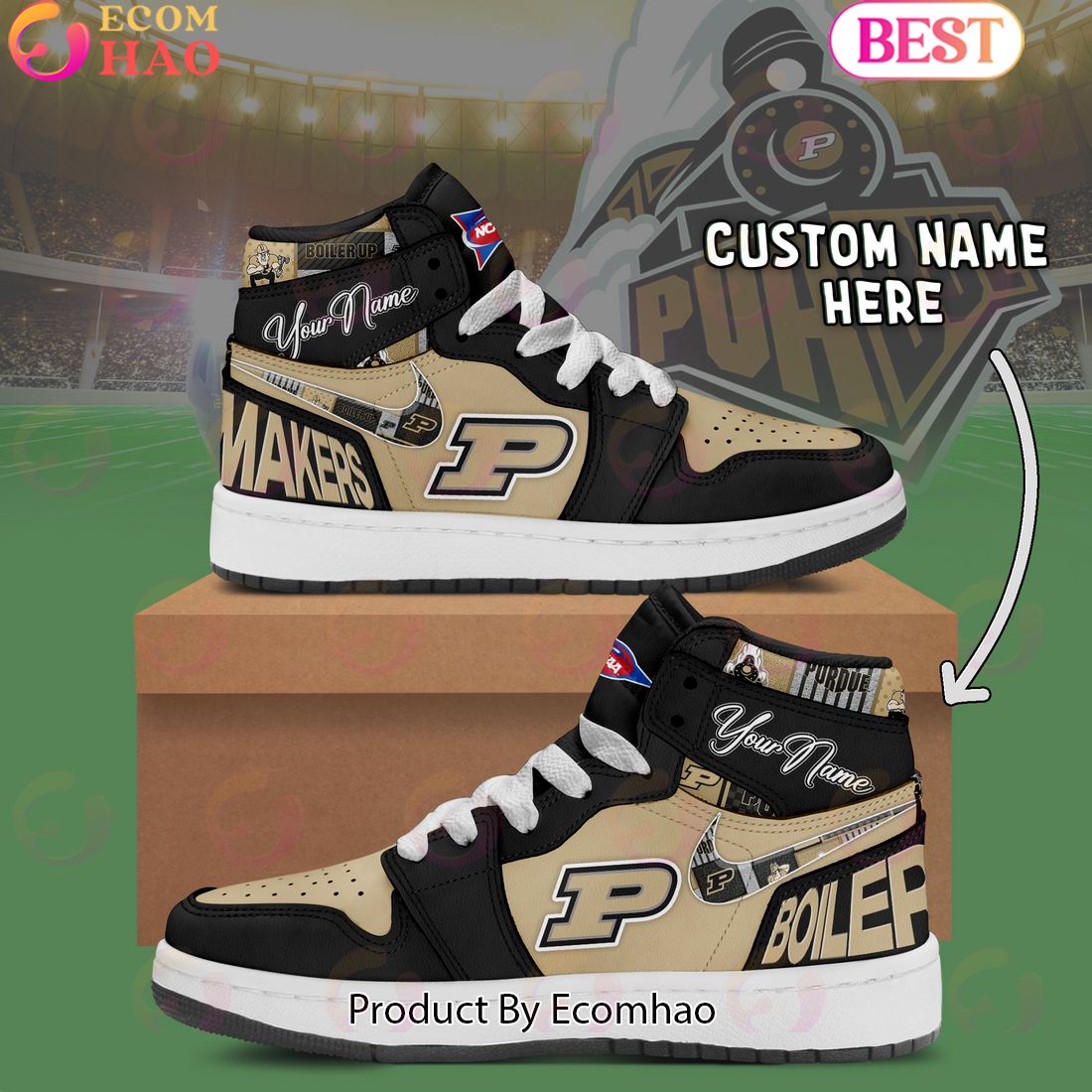 Customize NCAA Purdue Boilermakers  Air Jordan 1 Shoes, Sneaker