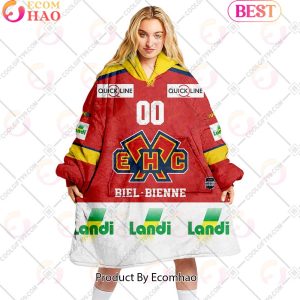 Personalized NL Hockey EHC Biel Home jersey Style Oodie, Flanket, Blanket Hoodie, Snuggie