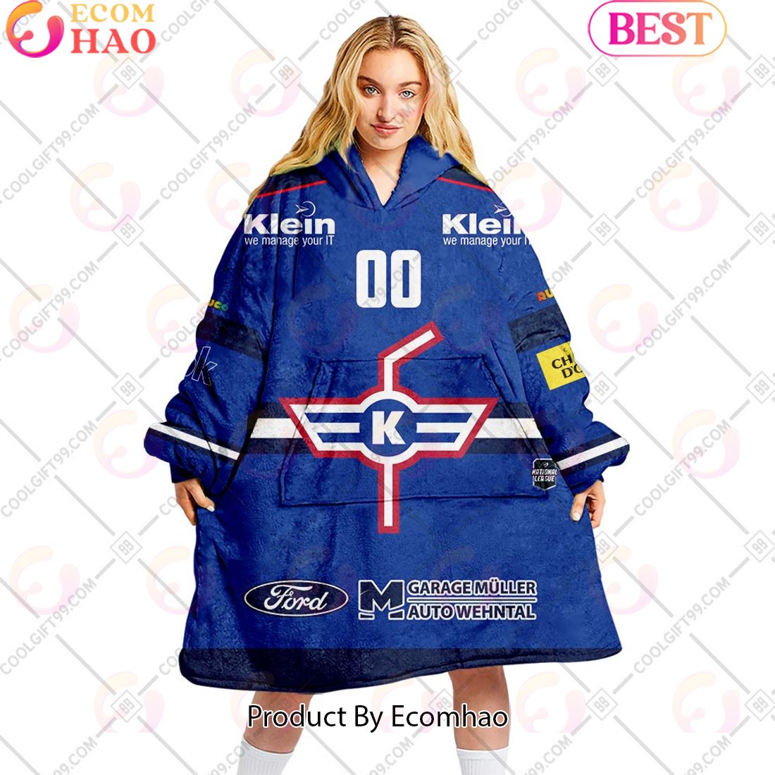 Personalized NL Hockey EHC Kloten Home jersey Style Oodie, Flanket, Blanket Hoodie, Snuggie