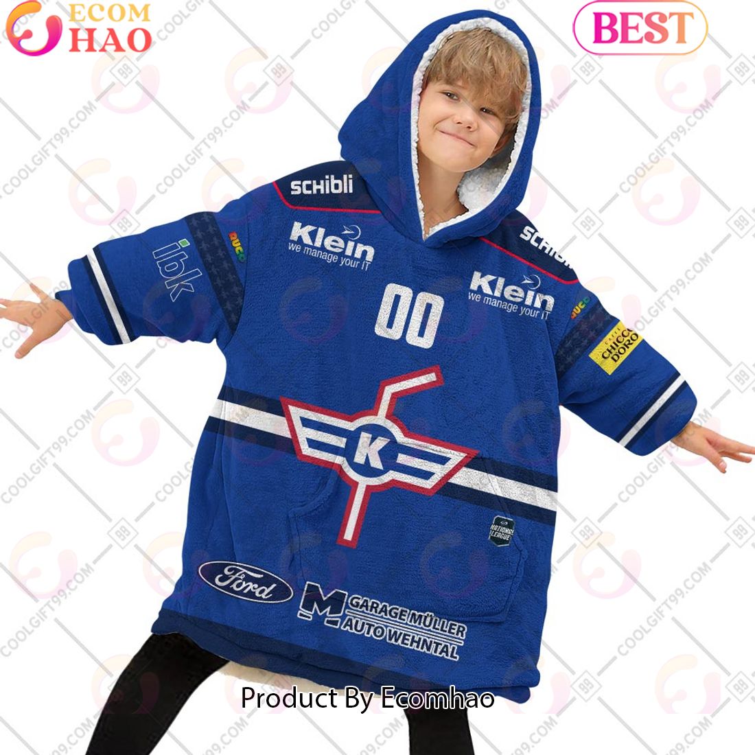 Personalized NL Hockey EHC Kloten Home jersey Style Oodie, Flanket, Blanket Hoodie, Snuggie