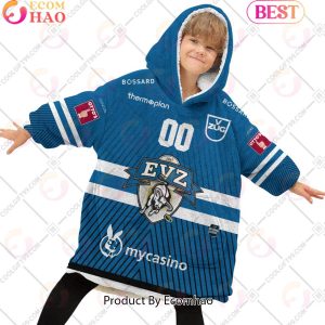 Personalized NL Hockey EV Zug Home jersey Style Oodie, Flanket, Blanket Hoodie, Snuggie