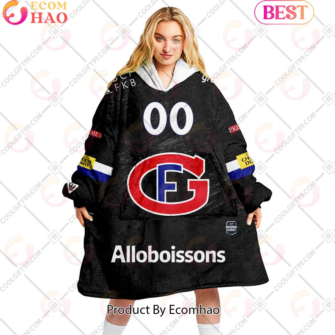 Personalized NL Hockey Fribourg Gotteron Home jersey Style Oodie, Flanket, Blanket Hoodie, Snuggie