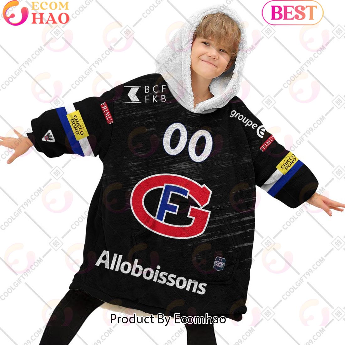 Personalized NL Hockey Fribourg Gotteron Home jersey Style Oodie, Flanket, Blanket Hoodie, Snuggie