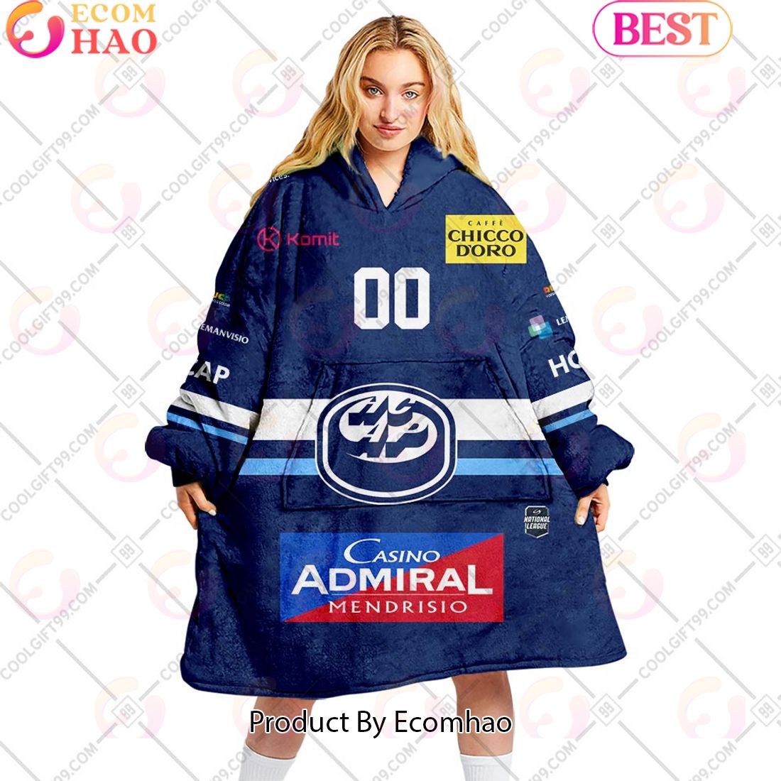 Personalized NL Hockey HC Ambri Piotta Home jersey Style Oodie, Flanket, Blanket Hoodie, Snuggie