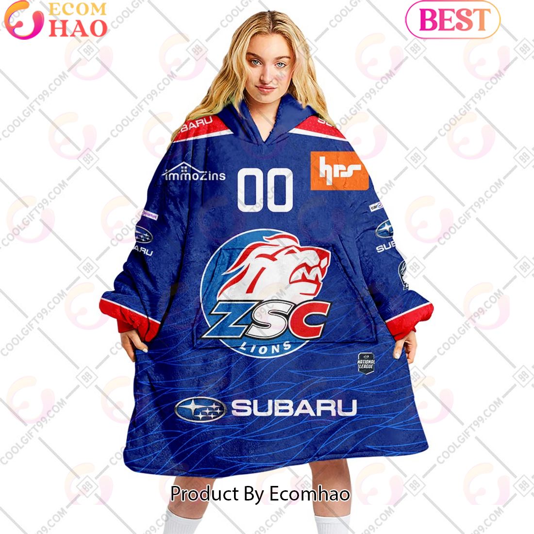 Personalized NL Hockey ZSC Lions Home jersey Style Oodie, Flanket, Blanket Hoodie, Snuggie