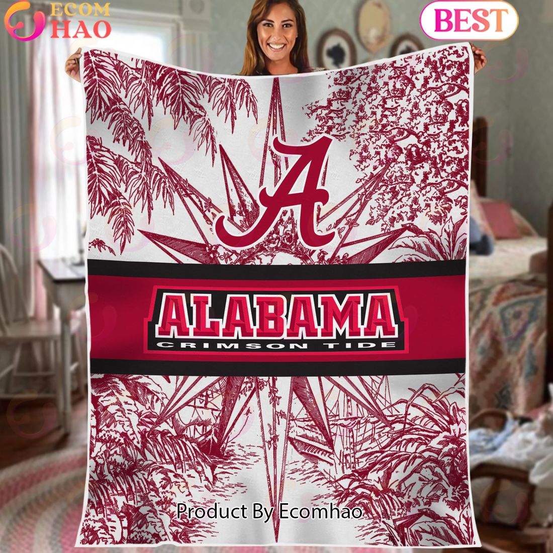 NCAA Alabama Crimson Tide Classic Pattern Fleece Blanket