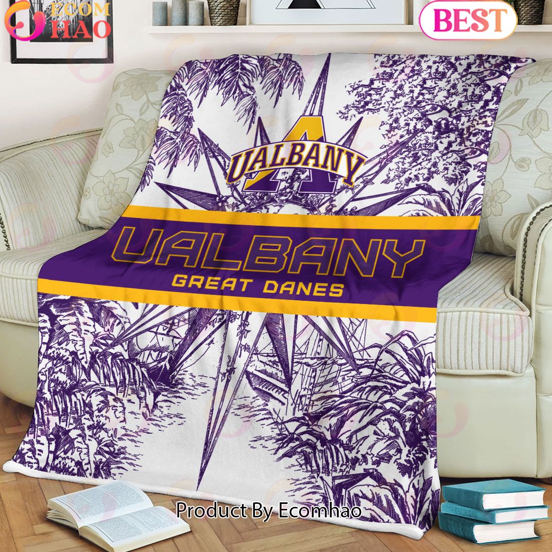 NCAA Albany Great Danes Classic Pattern Fleece Blanket