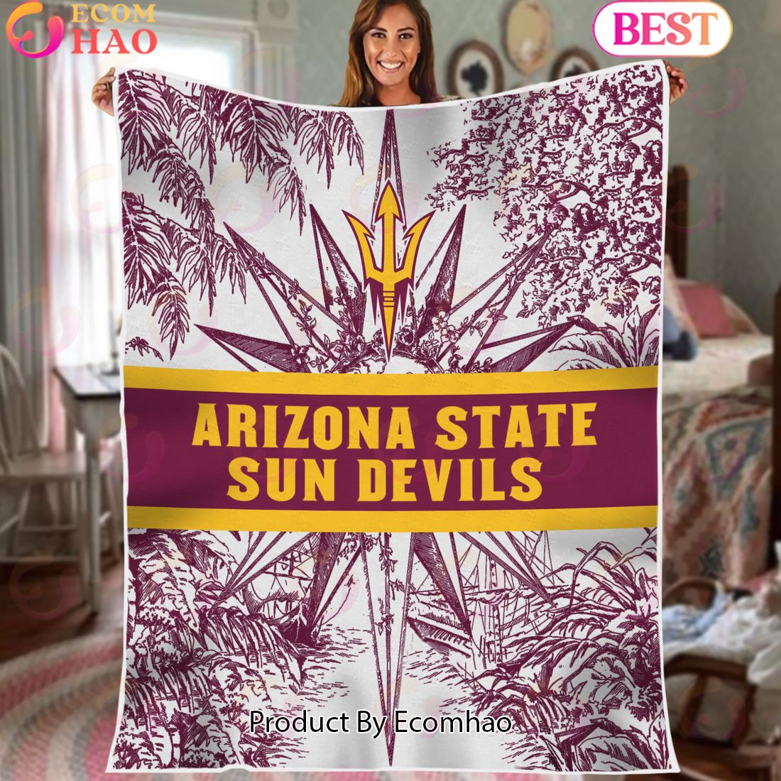 NCAA Arizona State Sun Devils Classic Pattern Fleece Blanket