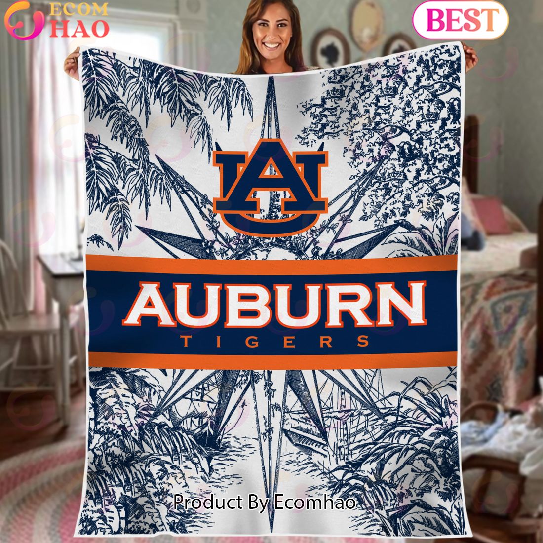 NCAA Auburn Tigers Classic Pattern Fleece Blanket