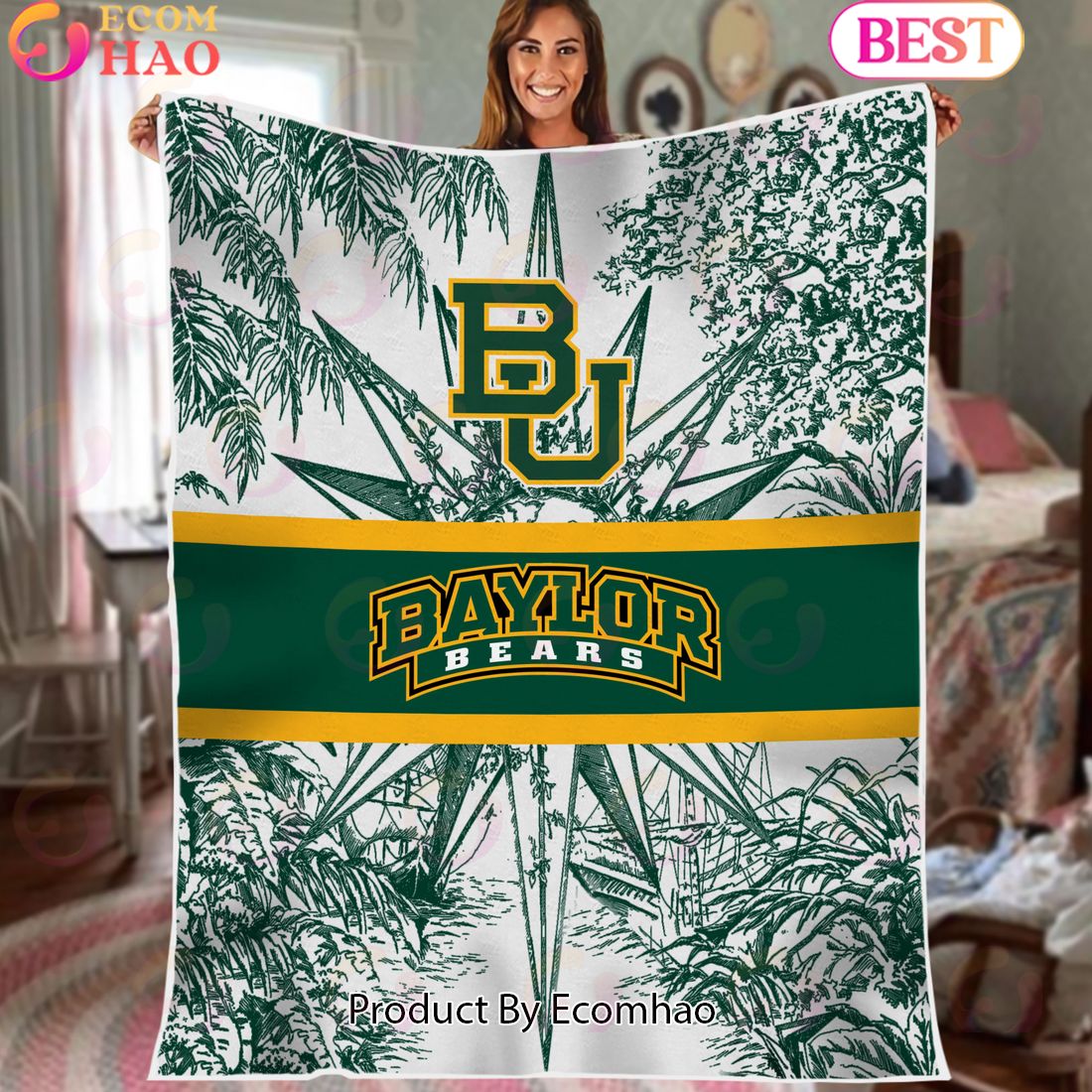 NCAA Baylor Bears Classic Pattern Fleece Blanket