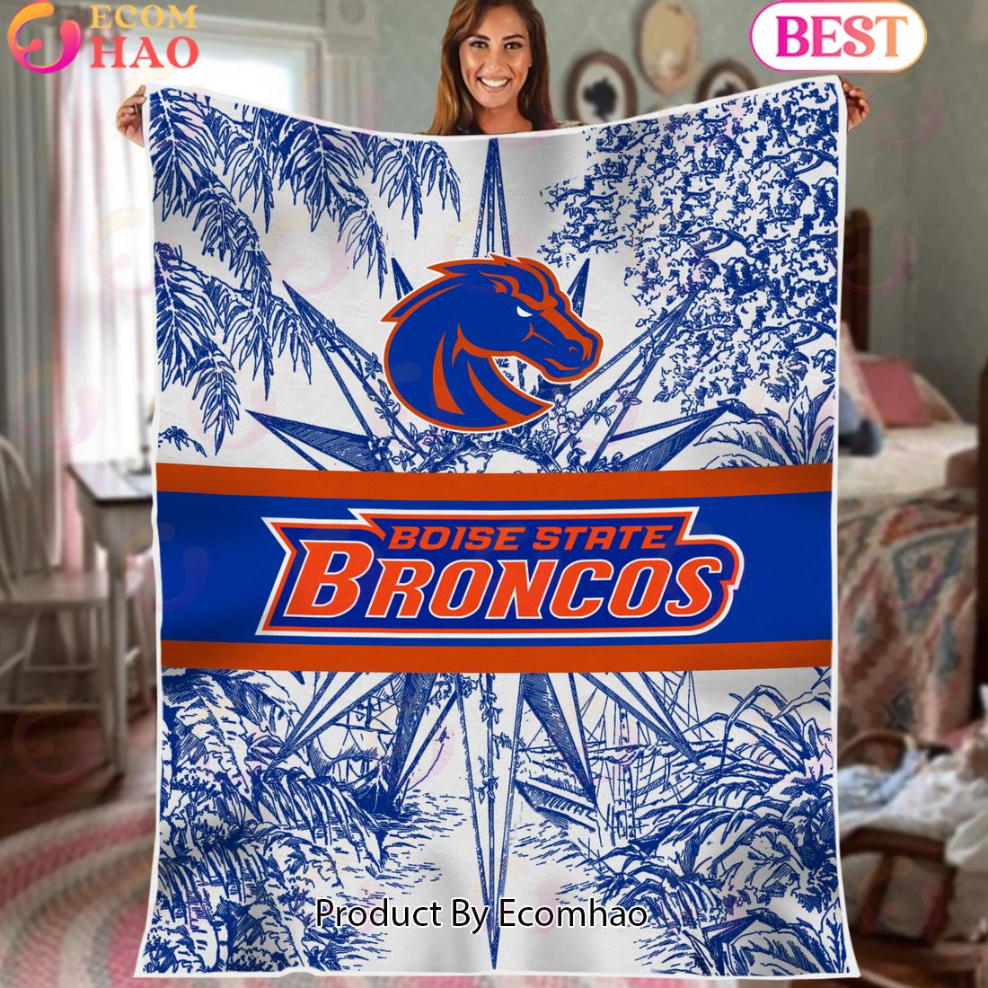 NCAA Boise State Broncos Classic Pattern Fleece Blanket