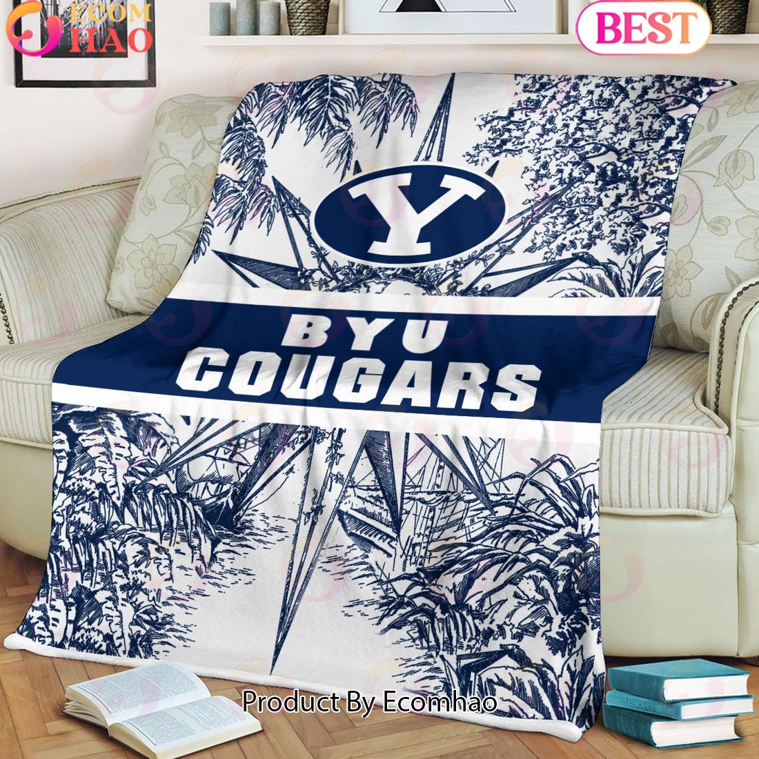 NCAA BYU Cougars Classic Pattern Fleece Blanket