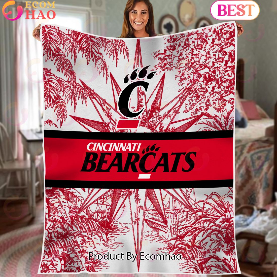 NCAA Cincinnati Bearcats Classic Pattern Fleece Blanket