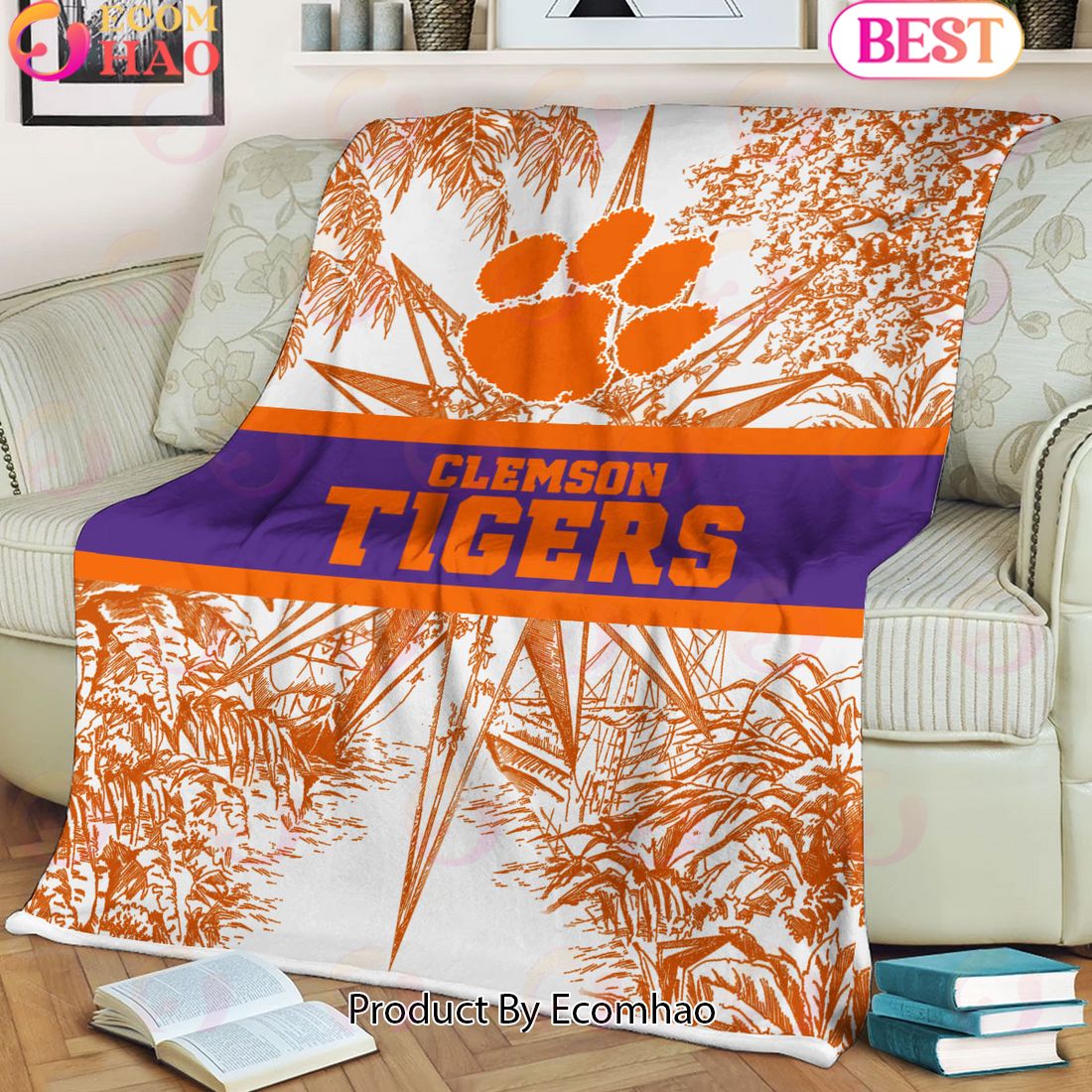 NCAA Clemson Tigers Classic Pattern Fleece Blanket