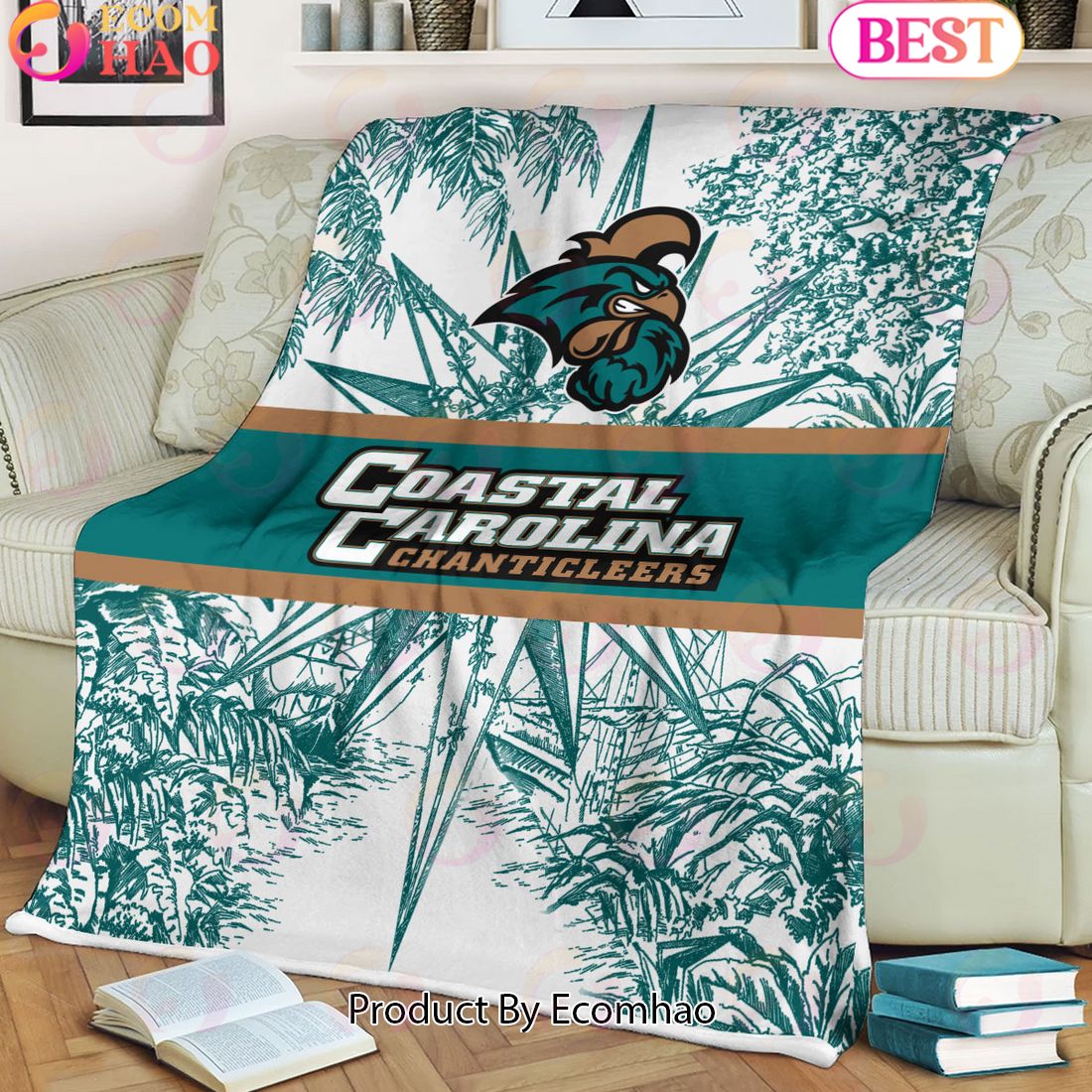 NCAA Coastal Carolina Chanticleers Classic Pattern Fleece Blanket