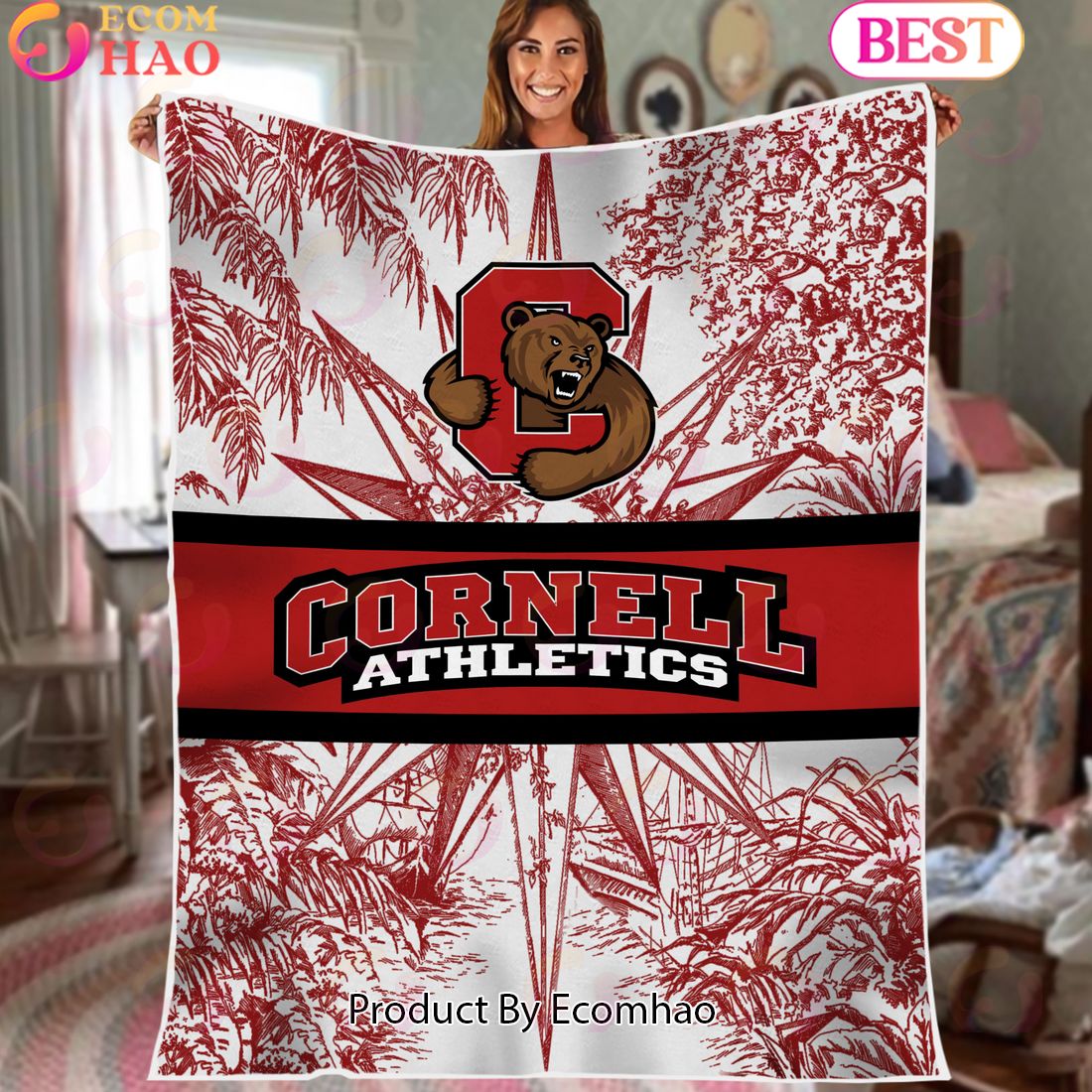 NCAA Cornell Big Red Classic Pattern Fleece Blanket