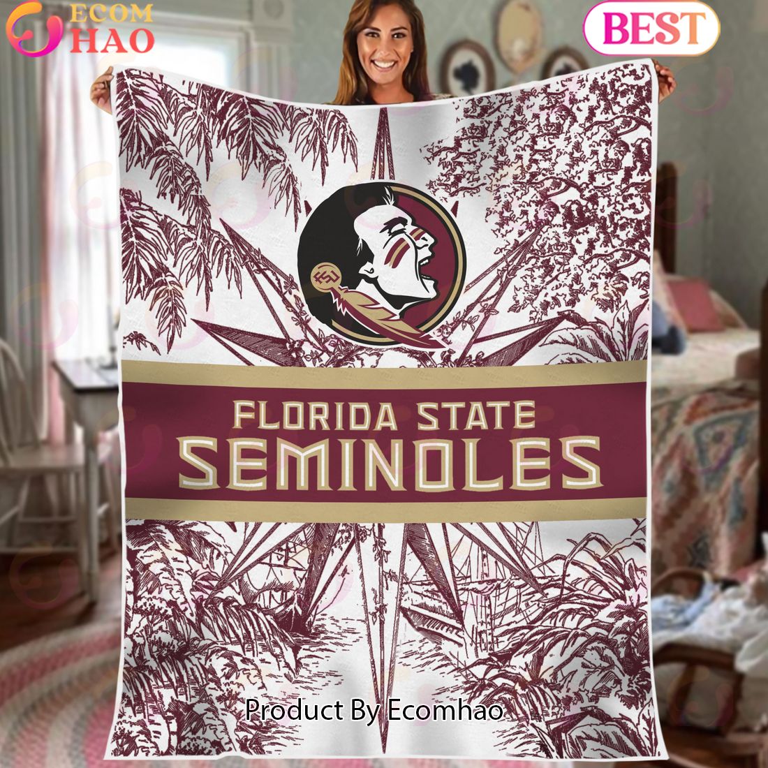 NCAA Florida State Seminoles Classic Pattern Fleece Blanket