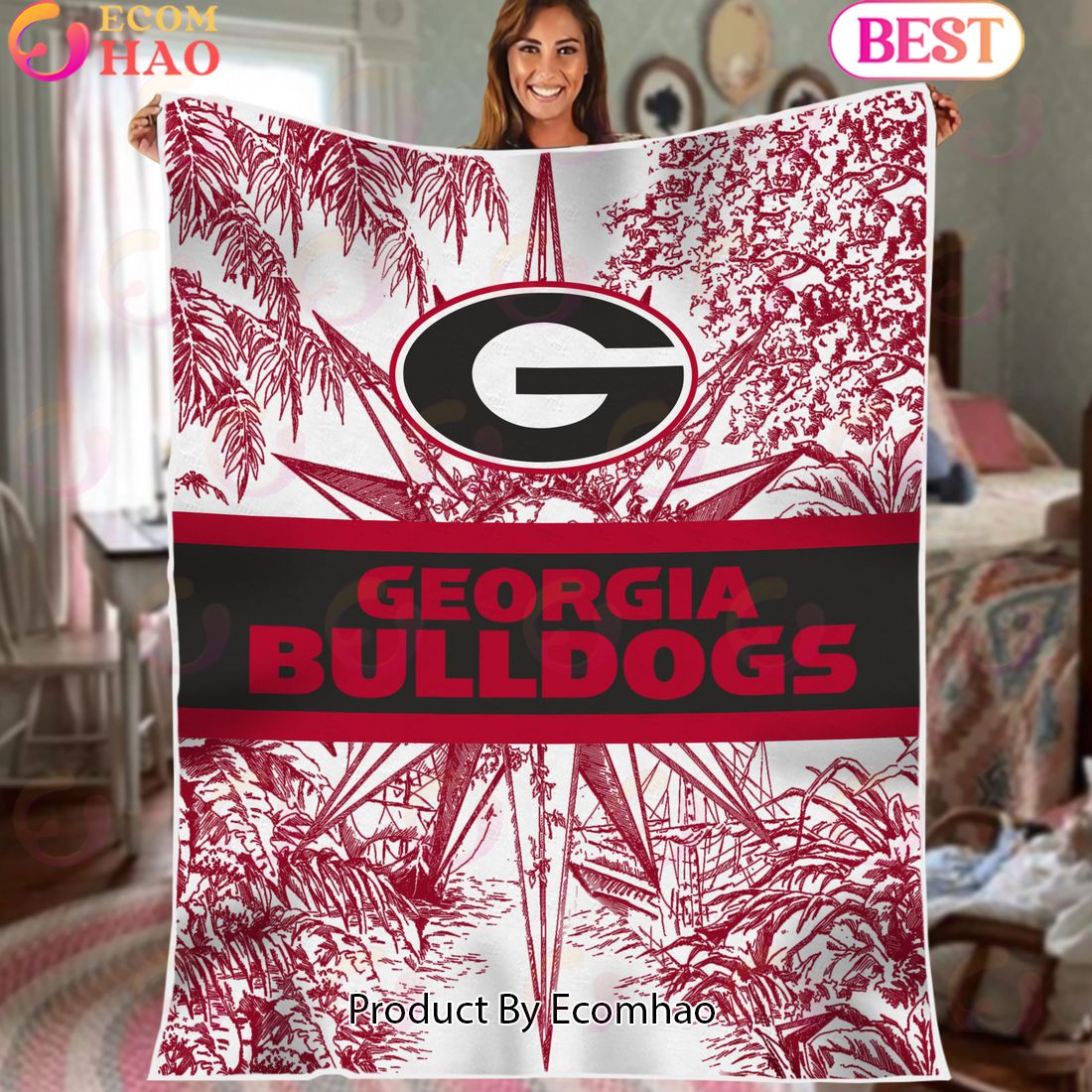 NCAA Georgia Bulldogs Classic Pattern Fleece Blanket