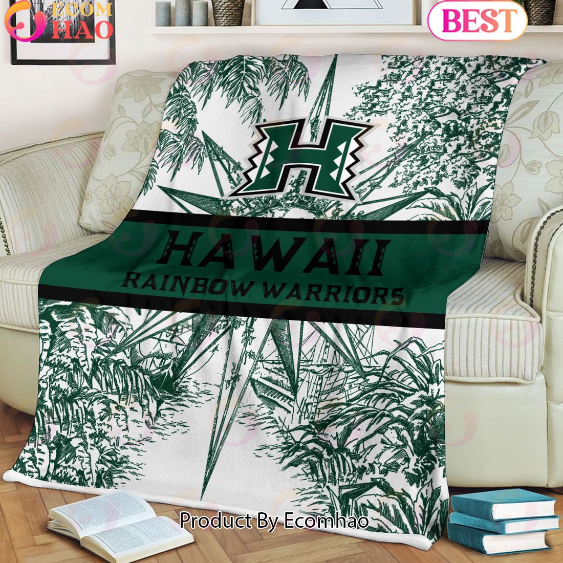 NCAA Hawaii Rainbow Warriors Classic Pattern Fleece Blanket