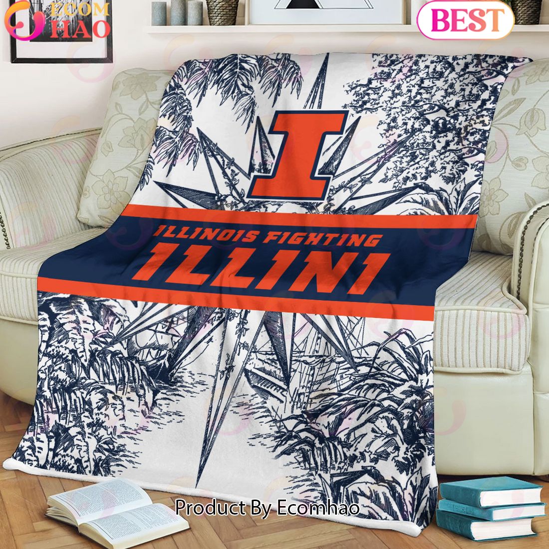 NCAA Illinois Fighting Illini Classic Pattern Fleece Blanket