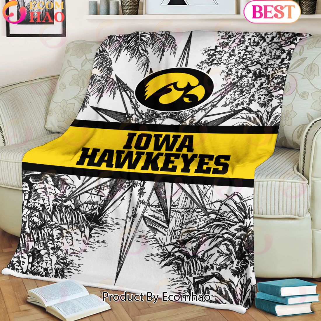 NCAA Iowa Hawkeyes Classic Pattern Fleece Blanket