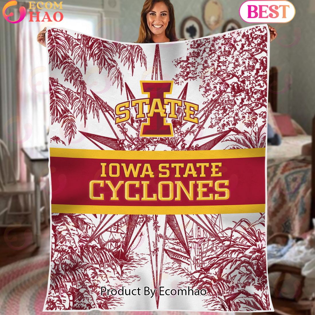 NCAA Iowa State Cyclones Classic Pattern Fleece Blanket